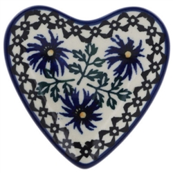 Polish Pottery 3" Tea Bag or Lemon Plate. Hand made in Poland and artist initialed.