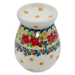 Polish Pottery 4"  Aroma Oil Burner. Hand made in Poland and artist initialed.