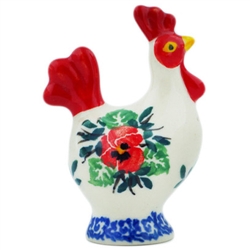 Polish Pottery 3" Rooster Pepper Shaker. Hand made in Poland.