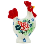 Polish Pottery 2" Chicken Salt Shaker. Hand made in Poland. Pattern U4644 designed by Maria Starzyk.