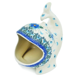 Polish Pottery 6" Fish Shaped Jar. Hand made in Poland. Pattern U4992 designed by Maria Starzyk.