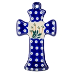 Polish Pottery Cross 7.5". Hand made in Poland and artist initialed.