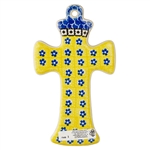 Polish Pottery Cross 7.5". Hand made in Poland and artist initialed.