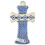 Polish Pottery Cross 7.5". Hand made in Poland and artist initialed.