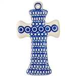 Polish Pottery Cross 7.5". Hand made in Poland and artist initialed.