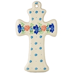 Polish Pottery Cross 7.5". Hand made in Poland and artist initialed.