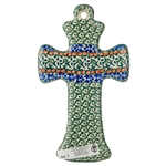 Polish Pottery Cross 7.5". Hand made in Poland and artist initialed.