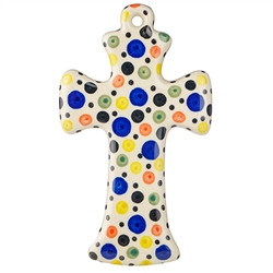 Polish Pottery 7.5" Cross. Hand made in Poland and artist initialed.