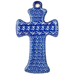 Polish Pottery 7.5" Cross. Hand made in Poland and artist initialed.