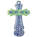 Polish Pottery Cross 7.75". Hand made in Poland and artist initialed.