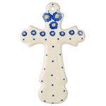 Polish Pottery Cross 7.75". Hand made in Poland and artist initialed.