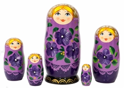 Lavender and Purple Classical Nesting Doll 5pc./6"