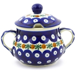 Polish Pottery 7 oz. Sugar Bowl. Hand made in Poland and artist initialed.