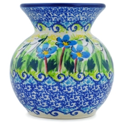 Polish Pottery 4" Bubble Vase. Hand made in Poland. Pattern U5071 designed by Teresa Liana.