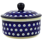 Polish Pottery Stoneware Round Butter Dish 5 in.