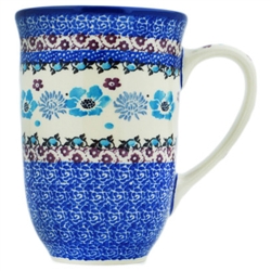 Polish Pottery 17 oz. Bistro Mug. Hand made in Poland and artist initialed.