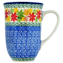 Polish Pottery 17 oz. Bistro Mug. Hand made in Poland and artist initialed.