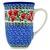 Polish Pottery 17 oz. Bistro Mug. Hand made in Poland and artist initialed.