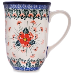 Polish Pottery 17 oz. Bistro Mug. Hand made in Poland. Pattern U5007 designed by Maria Starzyk.