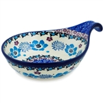Polish Pottery 7" Condiment Dish. Hand made in Poland and artist initialed.