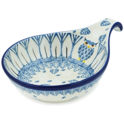 Polish Pottery 7" Condiment Dish. Hand made in Poland. Pattern U4872 designed by Maria Starzyk.