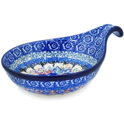 Polish Pottery 7" Condiment Dish. Hand made in Poland. Pattern U4129 designed by Maria Starzyk.