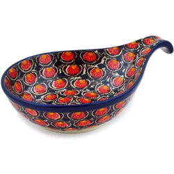 Polish Pottery 7" Condiment Dish. Hand made in Poland. Pattern U4987 designed by Maria Starzyk.
