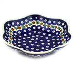 Polish Pottery 8" Fluted Bowl. Hand made in Poland and artist initialed.