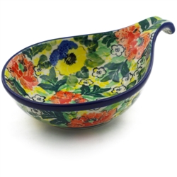 Polish Pottery 7" Condiment Dish. Hand made in Poland. Pattern U4705 designed by Maria Starzyk.