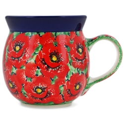 Polish Pottery 6 oz. Bubble Mug. Hand made in Poland. Pattern U4956 designed by Teresa Liana.