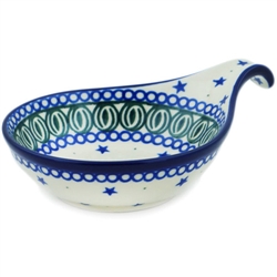 Polish Pottery 7" Condiment Dish. Hand made in Poland and artist initialed.