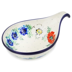 Polish Pottery 7" Condiment Dish. Hand made in Poland and artist initialed.