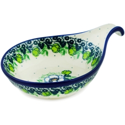 Polish Pottery 7" Condiment Dish. Hand made in Poland and artist initialed.