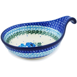 Polish Pottery 7" Condiment Dish. Hand made in Poland. Pattern U4471 designed by Ewelina Galka.