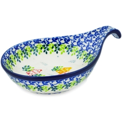 Polish Pottery 7" Condiment Dish. Hand made in Poland. Pattern U4938 designed by Maria Starzyk.
