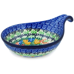 Polish Pottery 7" Condiment Dish. Hand made in Poland. Pattern U4019 designed by Maria Starzyk.