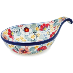 Polish Pottery 7" Condiment Dish. Hand made in Poland. Pattern U4869 designed by Teresa Liana.