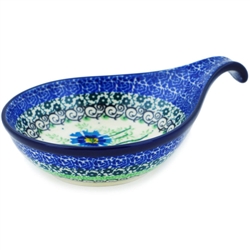 Polish Pottery 7" Condiment Dish. Hand made in Poland. Pattern U4968 designed by Maria Starzyk.