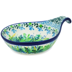 Polish Pottery 7" Condiment Dish. Hand made in Poland. Pattern U5035 designed by Maria Starzyk.