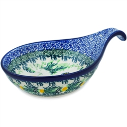 Polish Pottery 7" Condiment Dish. Hand made in Poland. Pattern U5051 designed by Maria Starzyk.