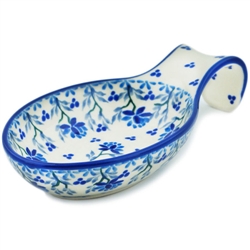 Polish Pottery 7" Spoon Rest. Hand made in Poland and artist initialed.