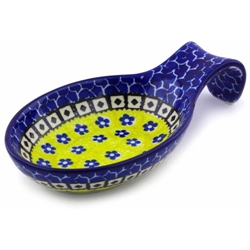 Polish Pottery 7" Spoon Rest. Hand made in Poland and artist initialed.