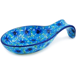 Polish Pottery 7" Spoon Rest. Hand made in Poland. Pattern U4929 designed by Teresa Liana.