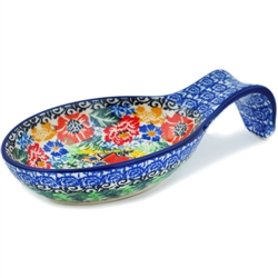 Polish Pottery 7" Spoon Rest. Hand made in Poland. Pattern U4018 designed by Maria Starzyk.