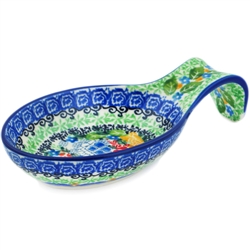Polish Pottery 7" Spoon Rest. Hand made in Poland. Pattern U4019 designed by Maria Starzyk.