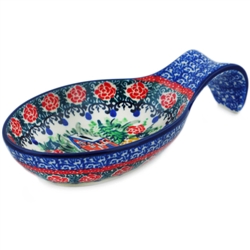 Polish Pottery 7" Spoon Rest. Hand made in Poland. Pattern U4023 designed by Teresa Liana.