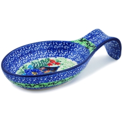 Polish Pottery 7" Spoon Rest. Hand made in Poland. Pattern U4127 designed by Teresa Liana.