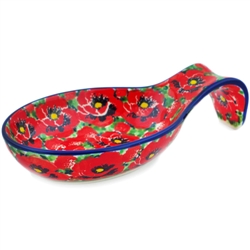 Polish Pottery 7" Spoon Rest. Hand made in Poland. Pattern U4956 designed by Teresa Liana.