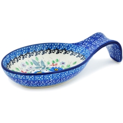 Polish Pottery 7" Spoon Rest. Hand made in Poland. Pattern U4979 designed by Teresa Liana.