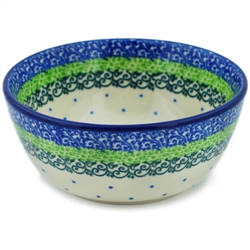 Polish Pottery 5" Ice Cream Bowl. Hand made in Poland and artist initialed.